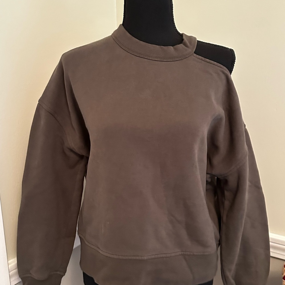 Rails Quincy cold shoulder cut-out green/olive sweatshirt medium (T)
